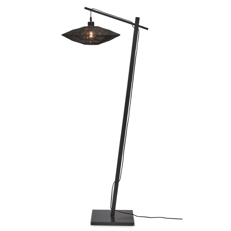 Good&Mojo-collectie Floor lamp Iguazu S bamboo bl. h.150cm/shade 40x12cm jute. black