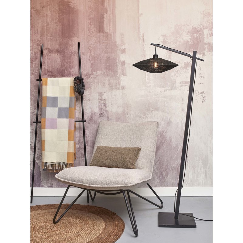 Good&Mojo-collectie Floor lamp Iguazu S bamboo bl. h.150cm/shade 40x12cm jute. black