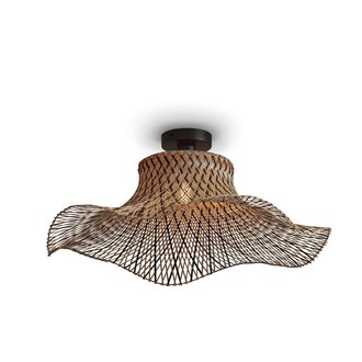Good&Mojo Ceiling lamp Ibiza bamboo wavy dia.65xh.20cm black/natural. L