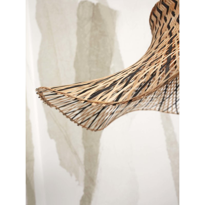 Good&Mojo-collectie Ceiling lamp Ibiza bamboo wavy dia.65xh.20cm black/natural. L