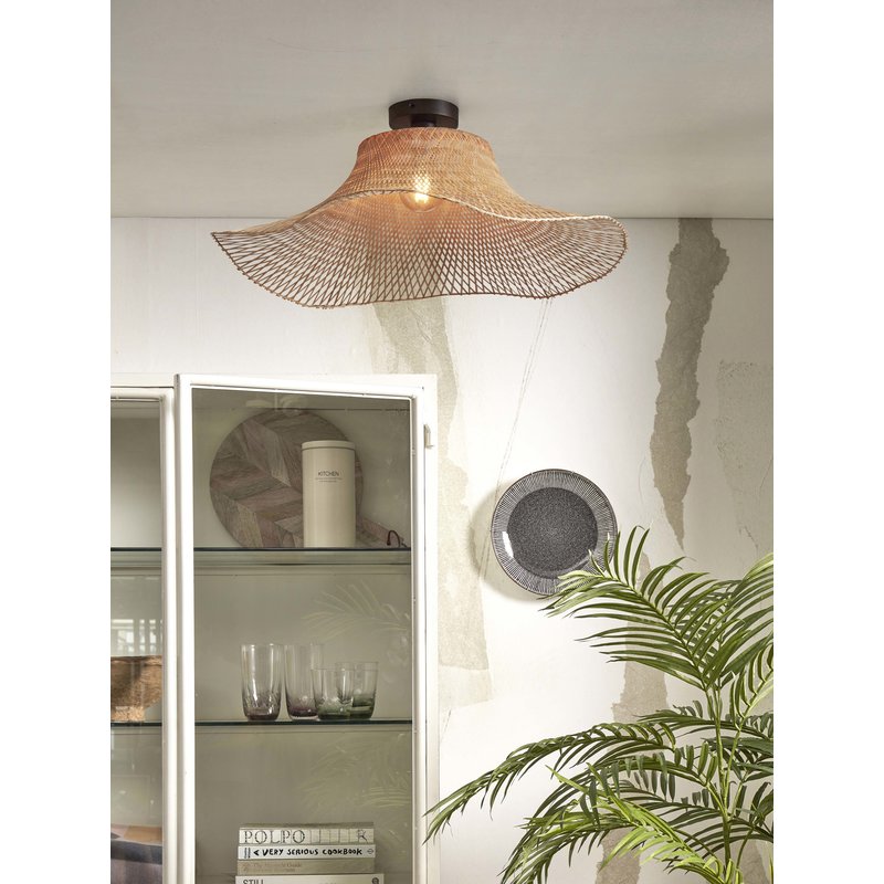 Good&Mojo-collectie Ceiling lamp Ibiza bamboo wavy dia.65xh.20cm natural. L