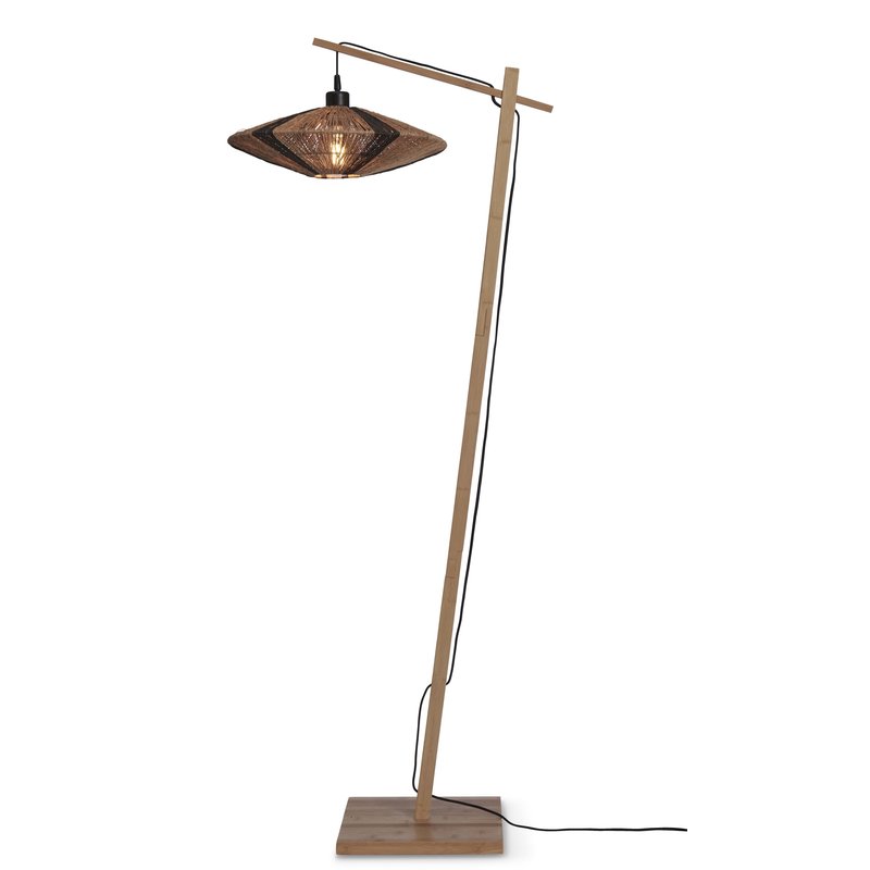 Good&Mojo-collectie Vloerlamp Iguazu naturel bamboe en jute 40 cm zwart/naturel S