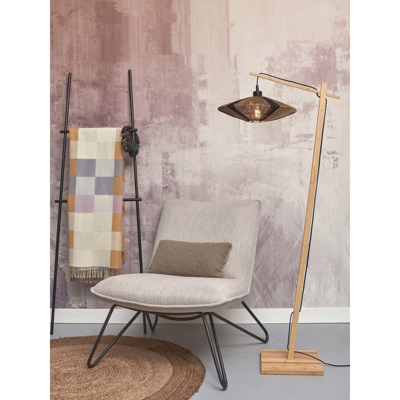 Good&Mojo-collectie Vloerlamp Iguazu naturel bamboe en jute 40 cm zwart/naturel S