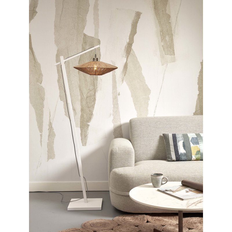 Good&Mojo-collectie Vloerlamp Iguazu wit bamboe en jute 40 cm naturel S