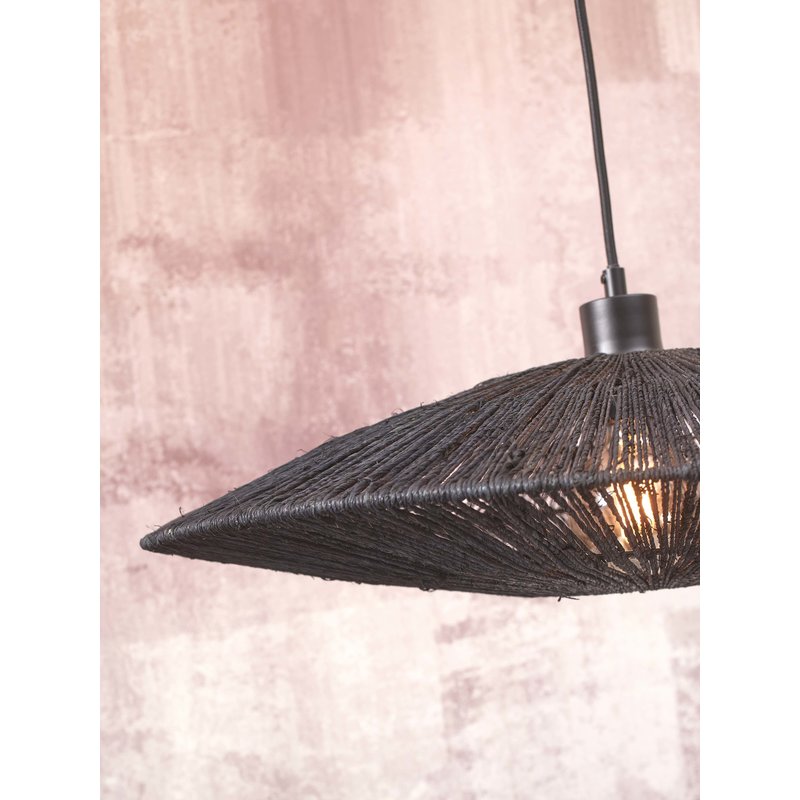 Good&Mojo-collectie Hanglamp Iguazu jute disc zwart S