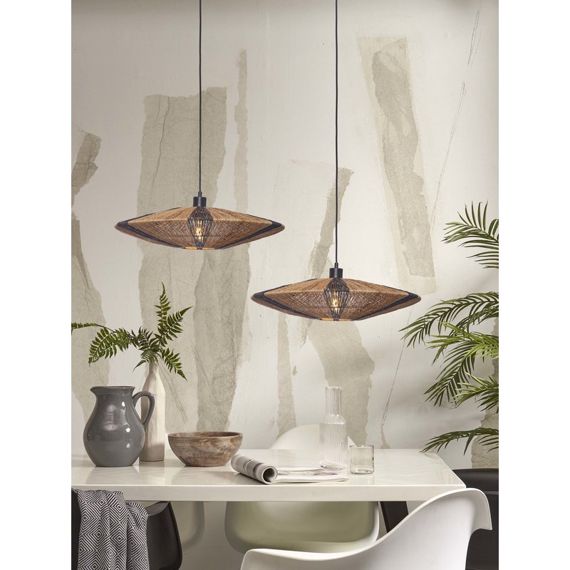 Good&Mojo-collectie Hanglamp Iguazu jute disc zwart/naturel L