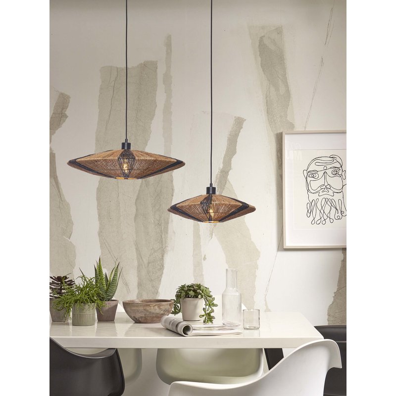 Good&Mojo-collectie Hanging lamp Iguazu jute/disc L dia.55xh.14cm. black/natural