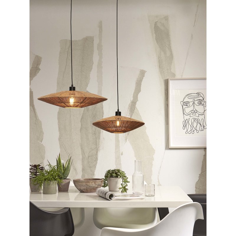 Good&Mojo-collectie Hanglamp Iguazu jute disc naturel L