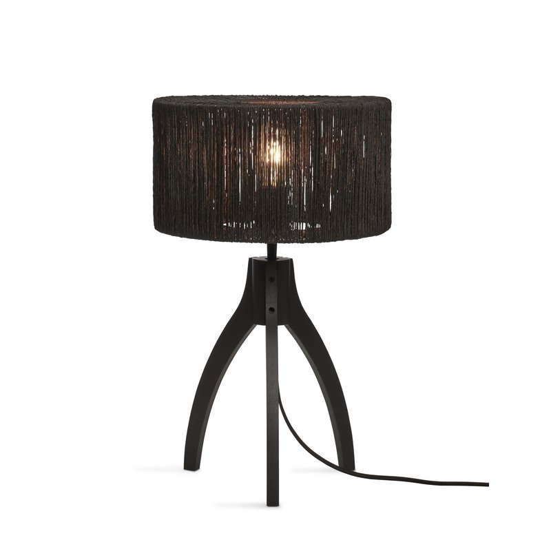 Good&Mojo-collectie Table lamp Iguazu 3-legs bamboo bl. h.40cm/shade 30x16cm jute. black