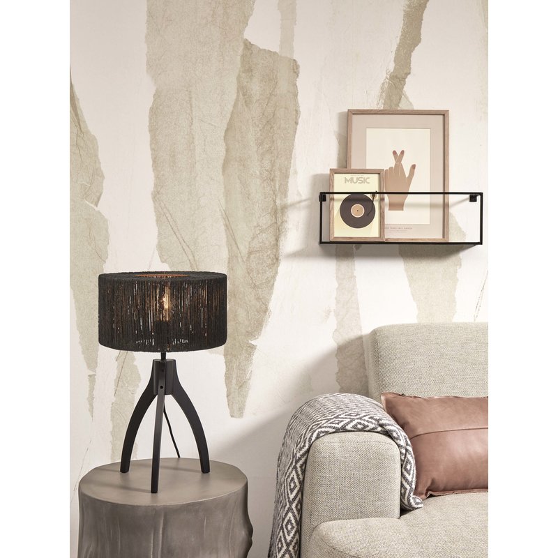 Good&Mojo-collectie Table lamp Iguazu 3-legs bamboo bl. h.40cm/shade 30x16cm jute. black