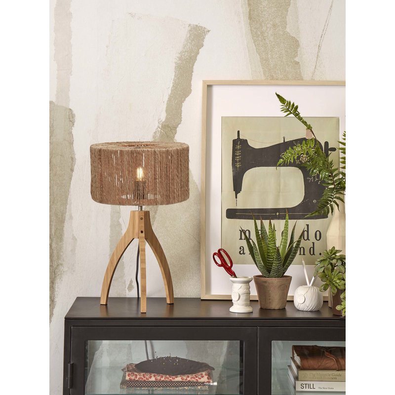 Good&Mojo-collectie Table lamp Iguazu 3-legs bamboo nat. h.40cm/shade 30x16cm jute. nat.