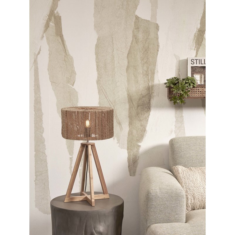 Good&Mojo-collectie Tafellamp Iguazu 4-poot bamboe en jute naturel/naturel