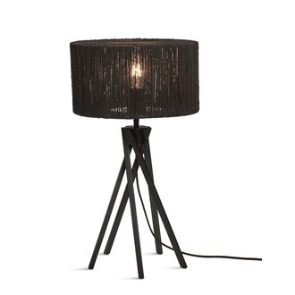 Good&Mojo Tafellamp Iguazu 5-poot bamboe en jute zwart/zwart