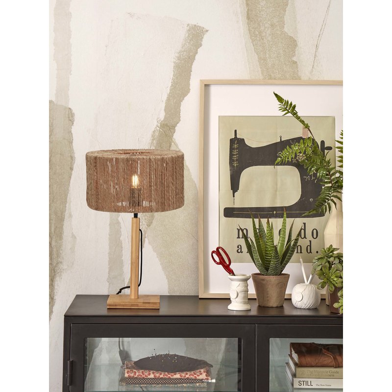 Good&Mojo-collectie Table lamp Iguazu straight bamboo nat. h.37cm/shade 30x16cm. natural