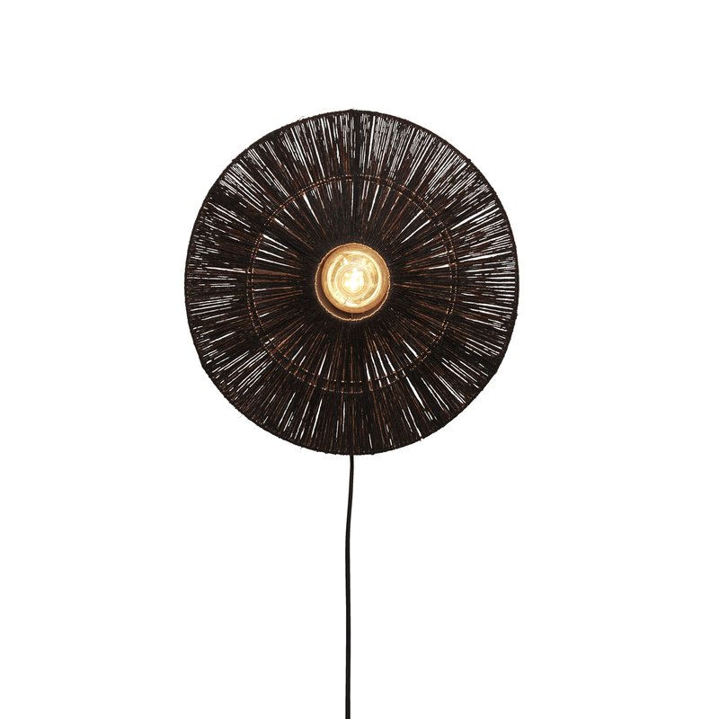 Good&Mojo-collectie Wall lamp Iguazu jute/disc S dia.40xh.12cm. black