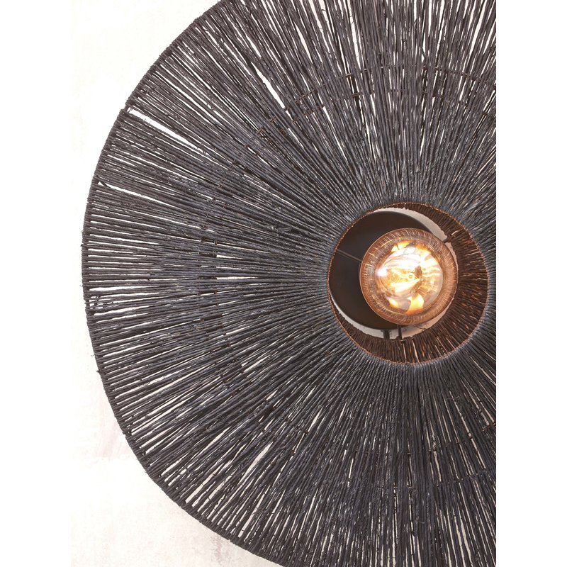 Good&Mojo-collectie Wandlamp Iguazu jute disc zwart S