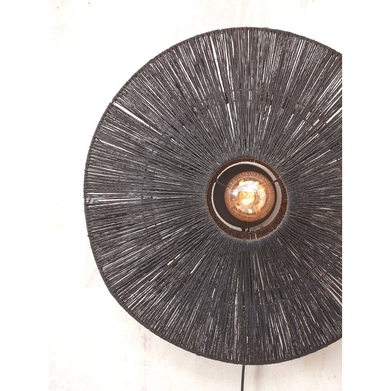 Good&Mojo-collectie Wall lamp Iguazu jute/disc S dia.40xh.12cm. black