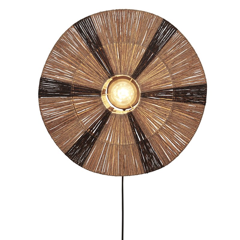 Good&Mojo-collectie Wall lamp Iguazu jute/disc L dia.55xh.14cm. black/natural