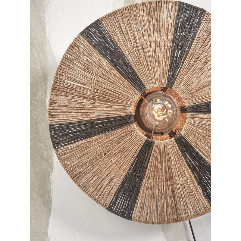 Good&Mojo-collectie Wall lamp Iguazu jute/disc L dia.55xh.14cm. black/natural