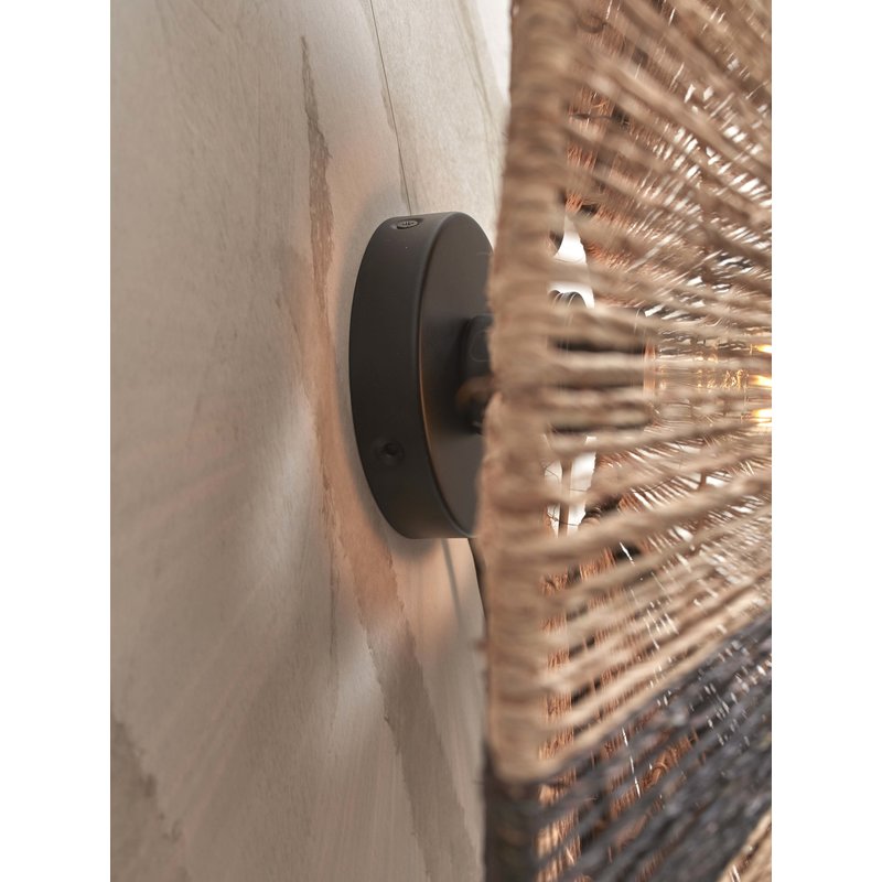 Good&Mojo-collectie Wall lamp Iguazu jute/disc L dia.55xh.14cm. black/natural