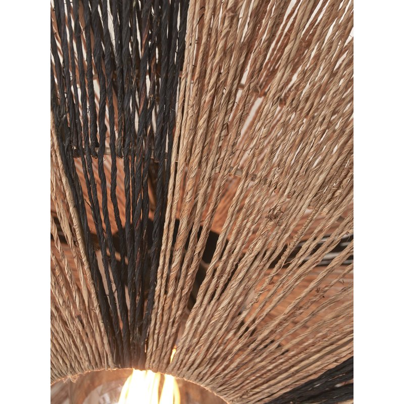 Good&Mojo-collectie Wandlamp Iguazu jute disc zwart/naturel L