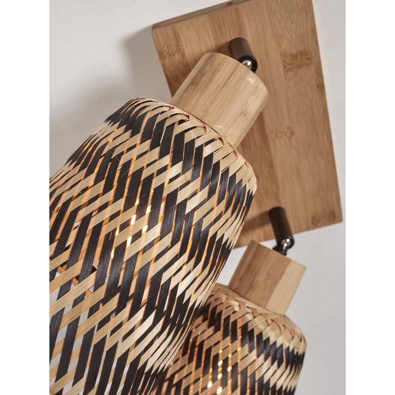 Good&Mojo-collectie Plafonniere Java 2-kap naturel bamboe zwart/naturel