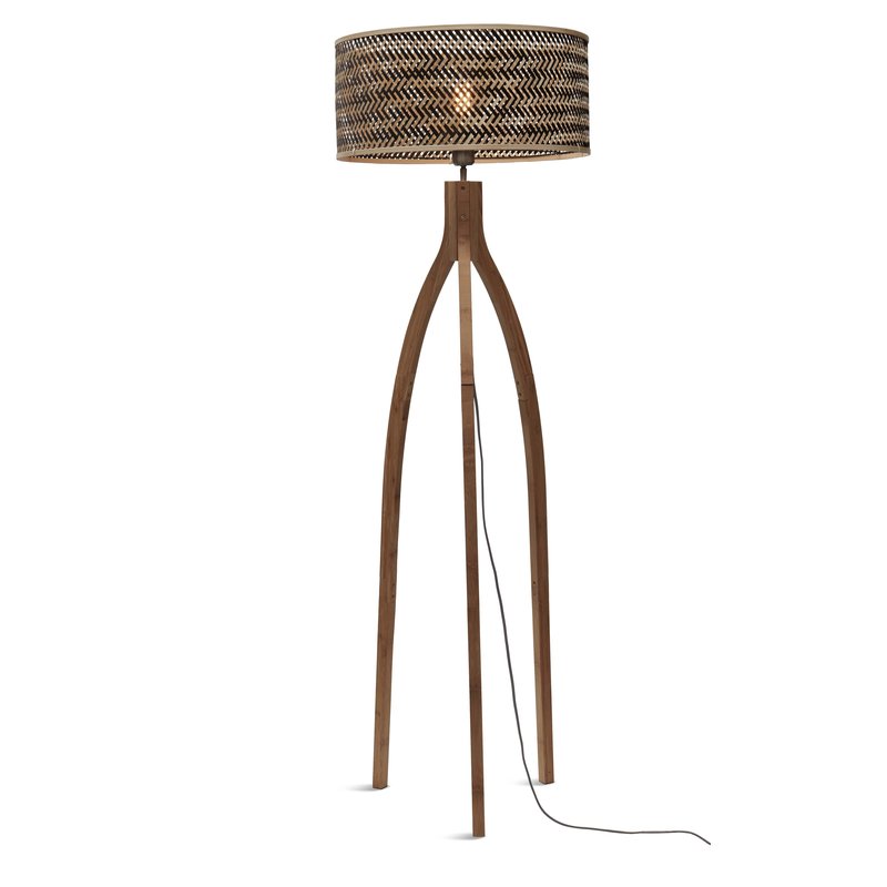 Good&Mojo-collectie Floor lamp Java 3-legs bamboo nat. h.150cm/shade dia.50xh.22cm. bl/nat.