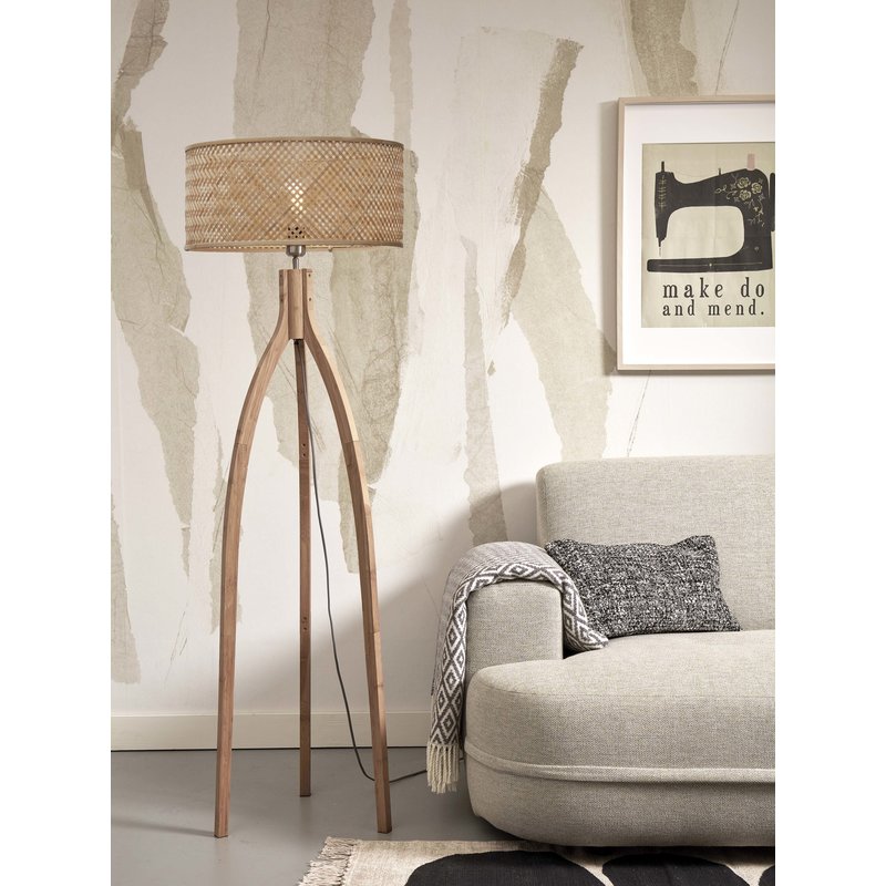 Good&Mojo-collectie Floor lamp Java 3-legs bamboo nat. h.150cm/shade dia.50xh.22cm. nat.