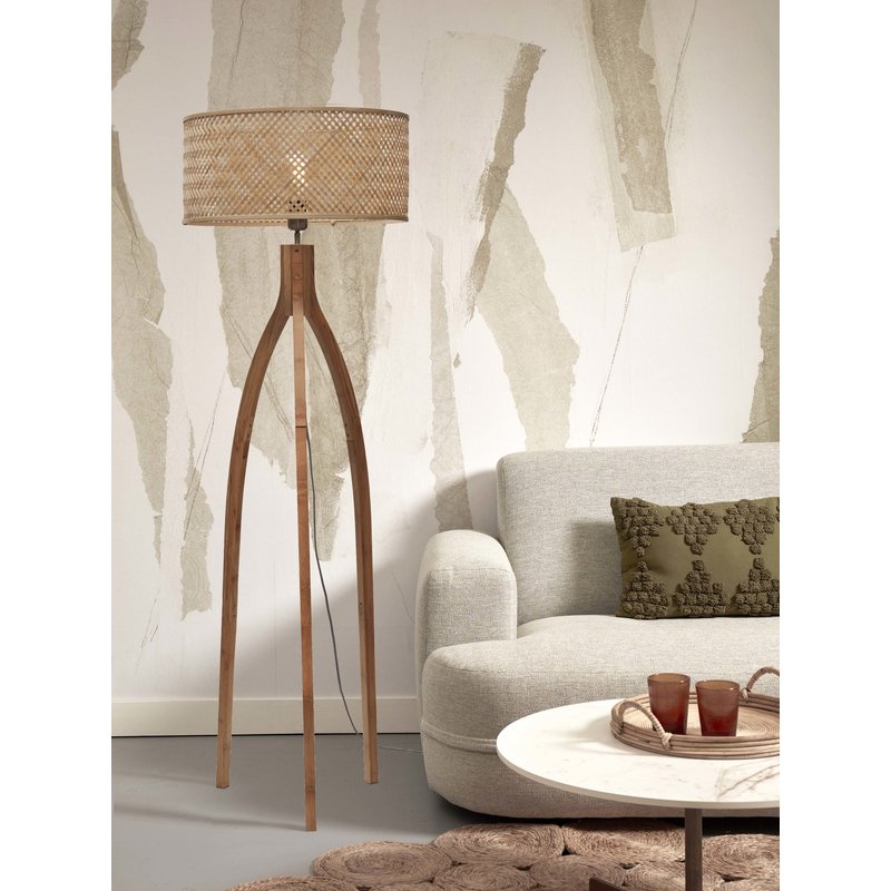 Good&Mojo-collectie Floor lamp Java 3-legs bamboo nat. h.150cm/shade dia.50xh.22cm. nat.