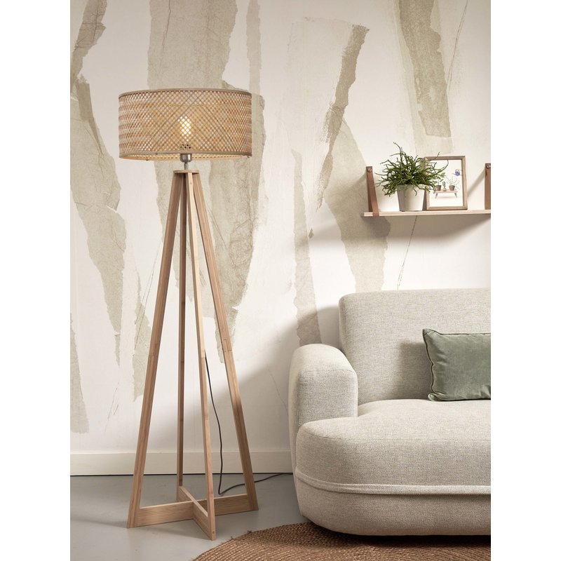 Good&Mojo-collectie Floor lamp Java 4-legs bamboo nat. h.145cm/shade dia.50xh.22cm. nat.