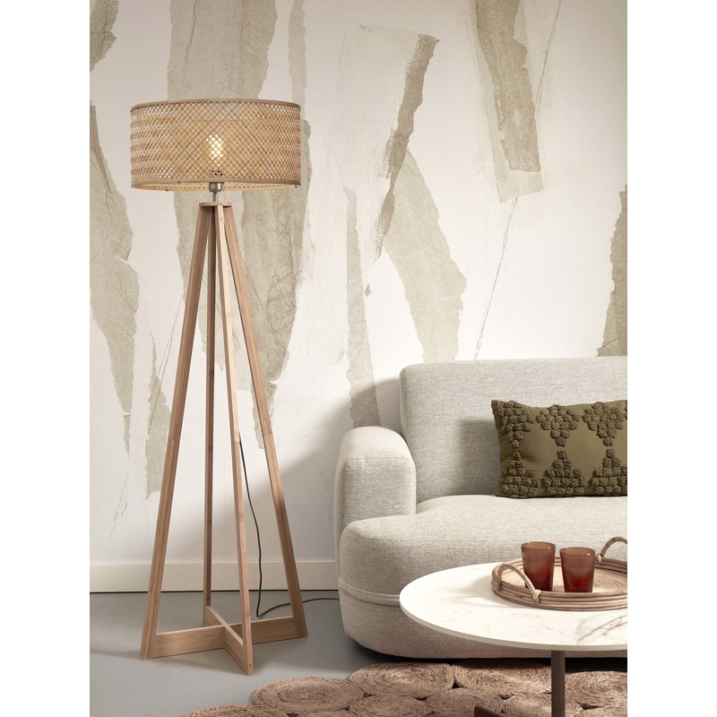 Good&Mojo-collectie Floor lamp Java 4-legs bamboo nat. h.145cm/shade dia.50xh.22cm. nat.