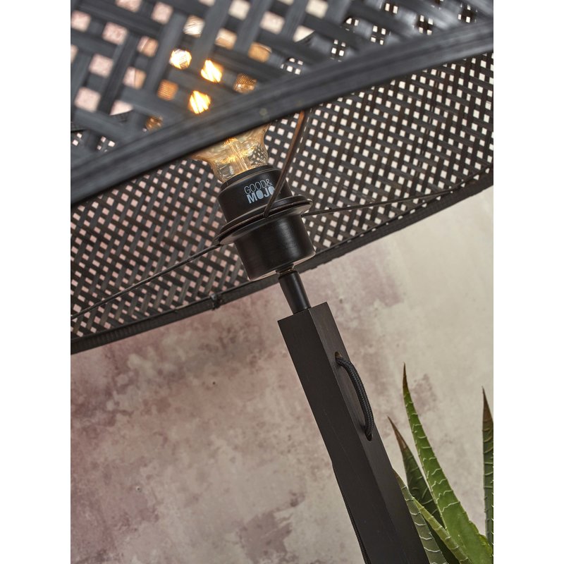 Good&Mojo-collectie Floor lamp Java shelves bamboo bl. h.158cm/shade dia.50xh.22cm. bl.