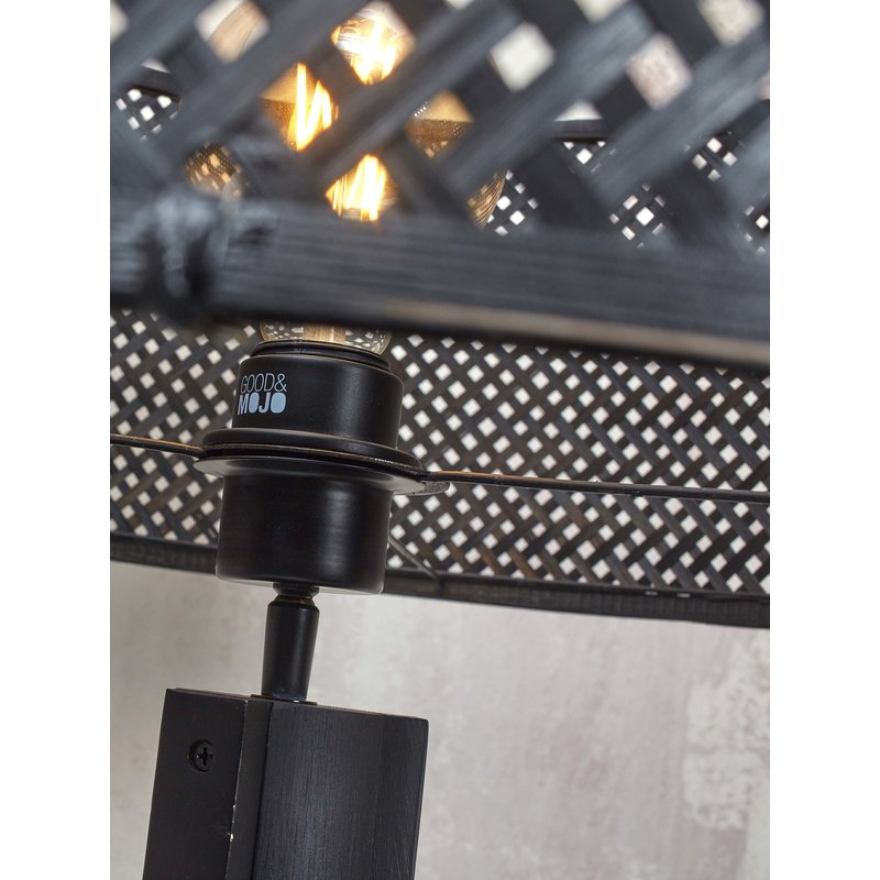 Good&Mojo-collectie Floor lamp Java shelves bamboo bl. h.158cm/shade dia.50xh.22cm. bl.