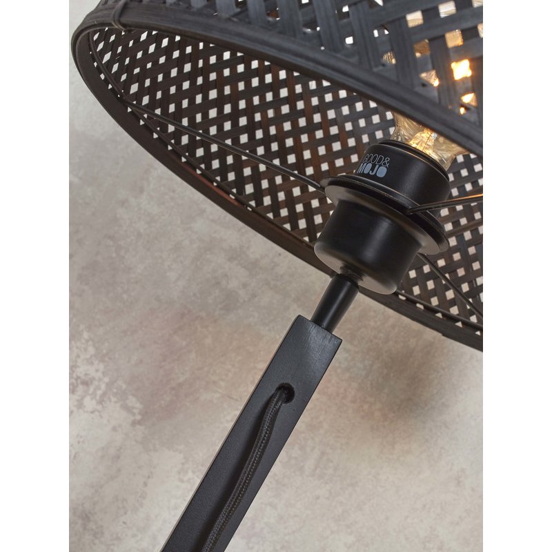 Good&Mojo-collectie Floor lamp Java shelves bamboo bl. h.158cm/shade dia.50xh.22cm. bl.