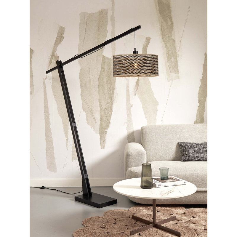 Good&Mojo-collectie Floor lamp Java XL bamboo bl. h.207cm/shade dia. 50xh.22cm. bl/nat.