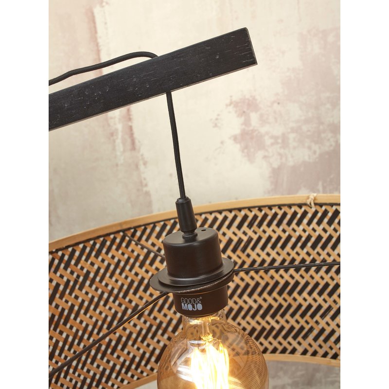 Good&Mojo-collectie Floor lamp Java XL bamboo bl. h.207cm/shade dia. 50xh.22cm. bl/nat.