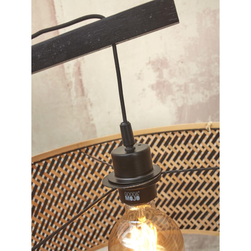 Good&Mojo-collectie Floor lamp Java XL bamboo bl. h.207cm/shade dia. 50xh.22cm. bl/nat.