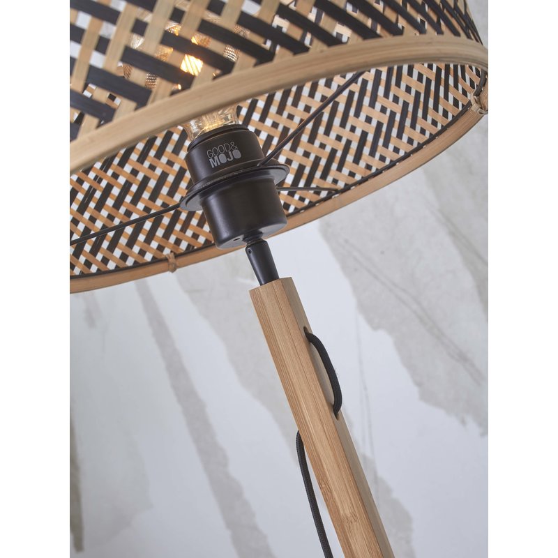 Good&Mojo-collectie Floor lamp Java straight bamboo nat h.128cm/shade dia.32xh.18cm bl/nat.