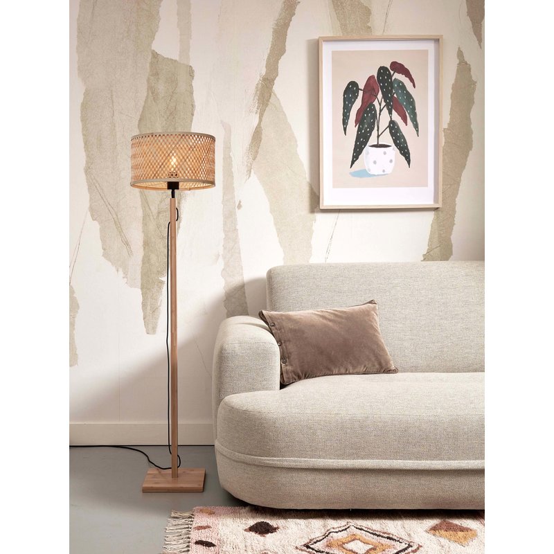 Good&Mojo-collectie Floor lamp Java straight bamboo nat. h.128cm/shade dia.32xh.18cm. nat.