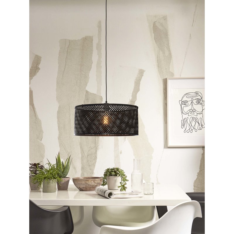 Good&Mojo-collectie Hanglamp Java bamboe rond zwart