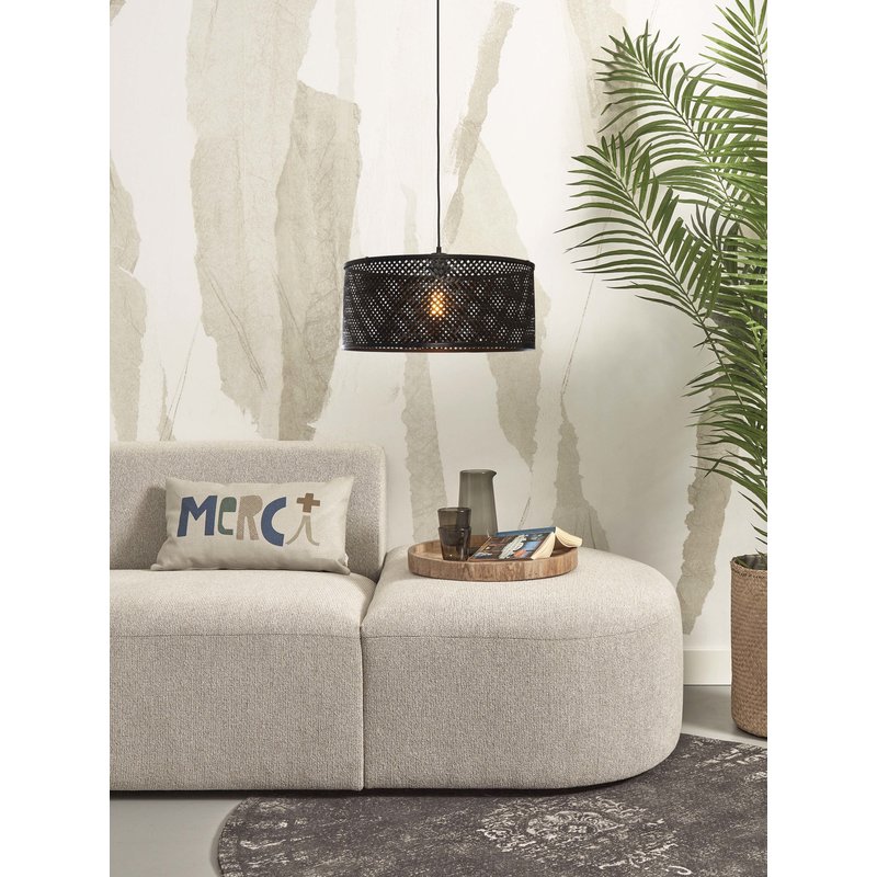 Good&Mojo-collectie Hanglamp Java bamboe rond zwart