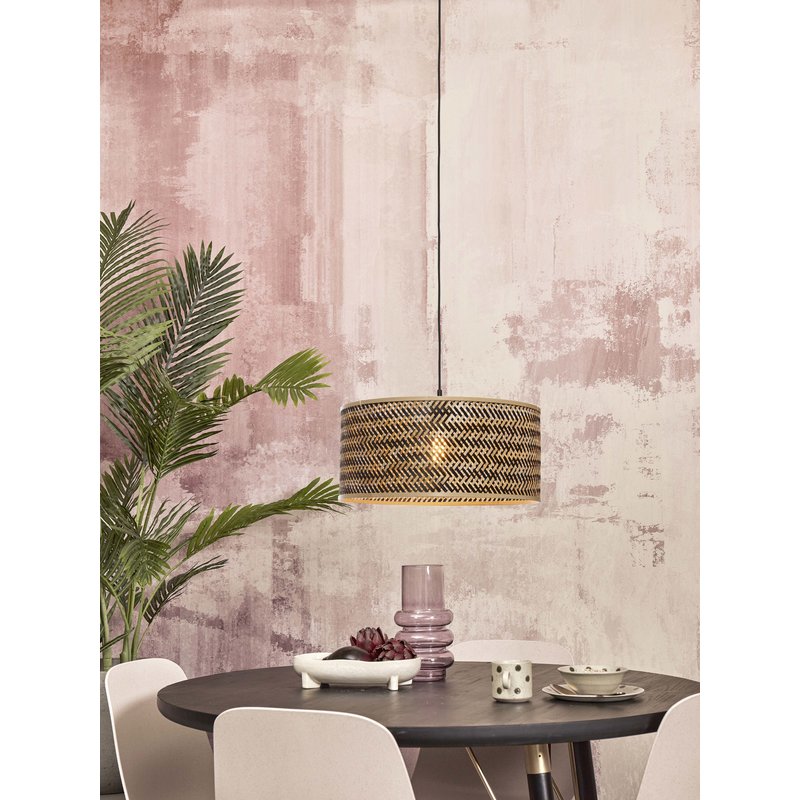 Good&Mojo-collectie Hanglamp Java bamboe rond zwart/naturel