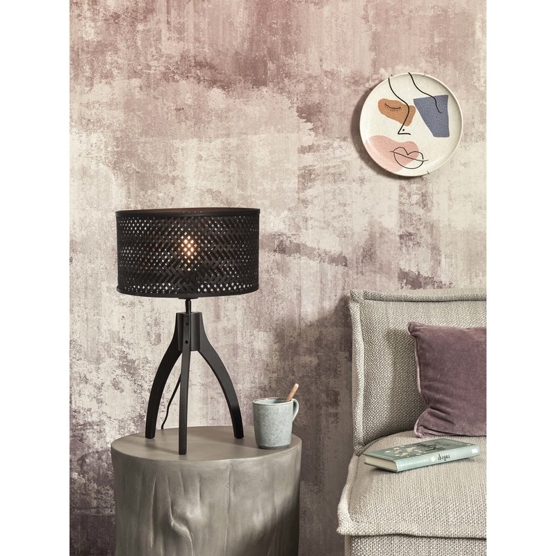 Good&Mojo-collectie Tafellamp Java 3-poot zwart bamboe zwart