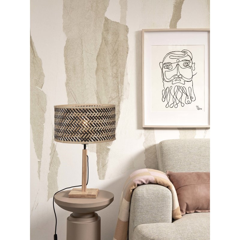 Good&Mojo-collectie Table lamp Java straight bamboo nat. h.38cm/shade 32x18cm. bl/nat.