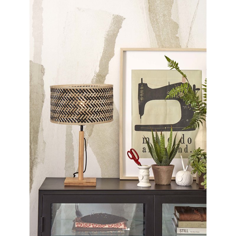 Good&Mojo-collectie Table lamp Java straight bamboo nat. h.38cm/shade 32x18cm. bl/nat.