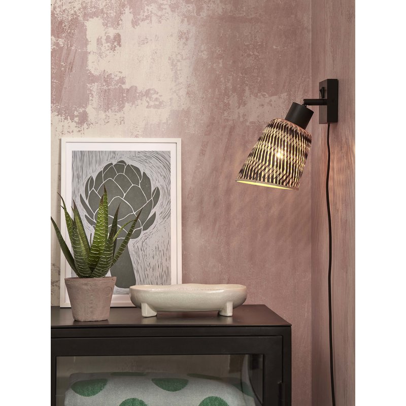 Good&Mojo-collectie Wandlamp Java zwart bamboe zwart/naturel