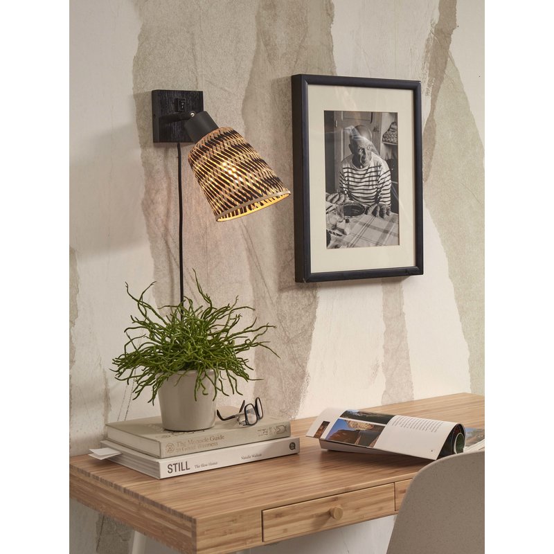 Good&Mojo-collectie Wandlamp Java zwart bamboe zwart/naturel