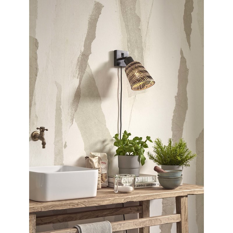 Good&Mojo-collectie Wandlamp Java zwart bamboe zwart/naturel