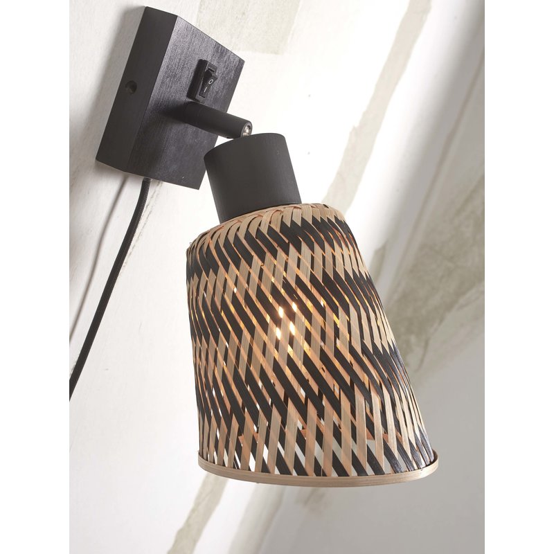 Good&Mojo-collectie Wandlamp Java zwart bamboe zwart/naturel