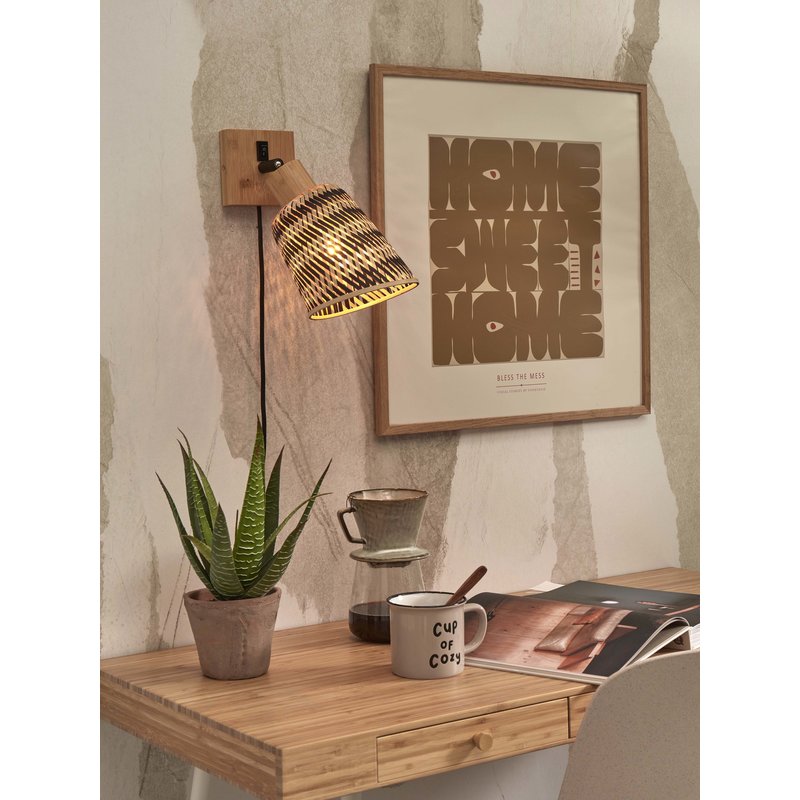 Good&Mojo-collectie Wandlamp Java naturel bamboe zwart/naturel